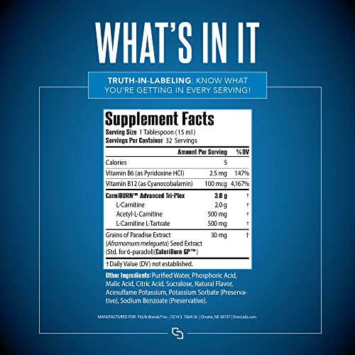 Siren Labs L-Carnitine Elite Burn Liquid Keto Fat Burner - Fat Loss Support and Metabolism Activator - Stimulant Free -