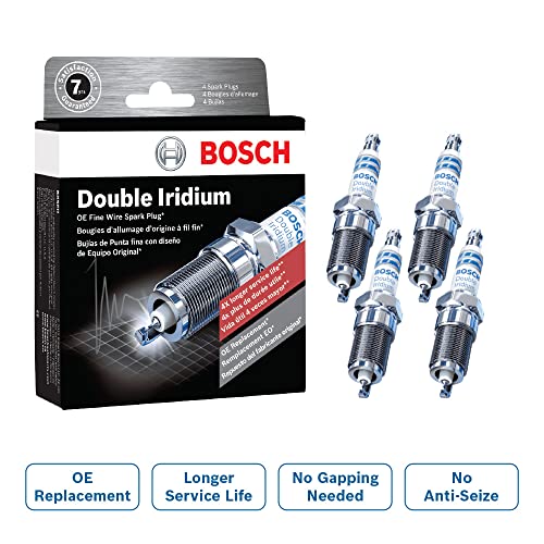 BOSCH 9614 OE Fine Wire Double Iridium Spark Plug for High Performance Cars - Pack of 4