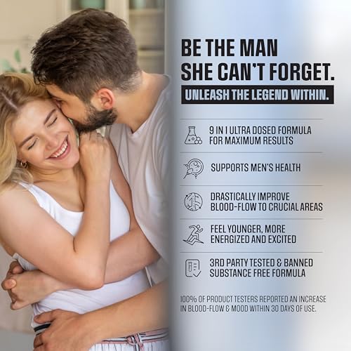 Male Performance Maximizer | Horny Goat Weed + 8 Ingredients Fast Acting Pills for Men | Build Muscle, Strength, Stamina