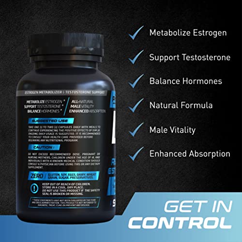 DIM 3X 200mg Supplement for Men | Hormone Balance & Fitness Booster | Men’s Estrogen Blocker & Aromatase Inhibitor | 90