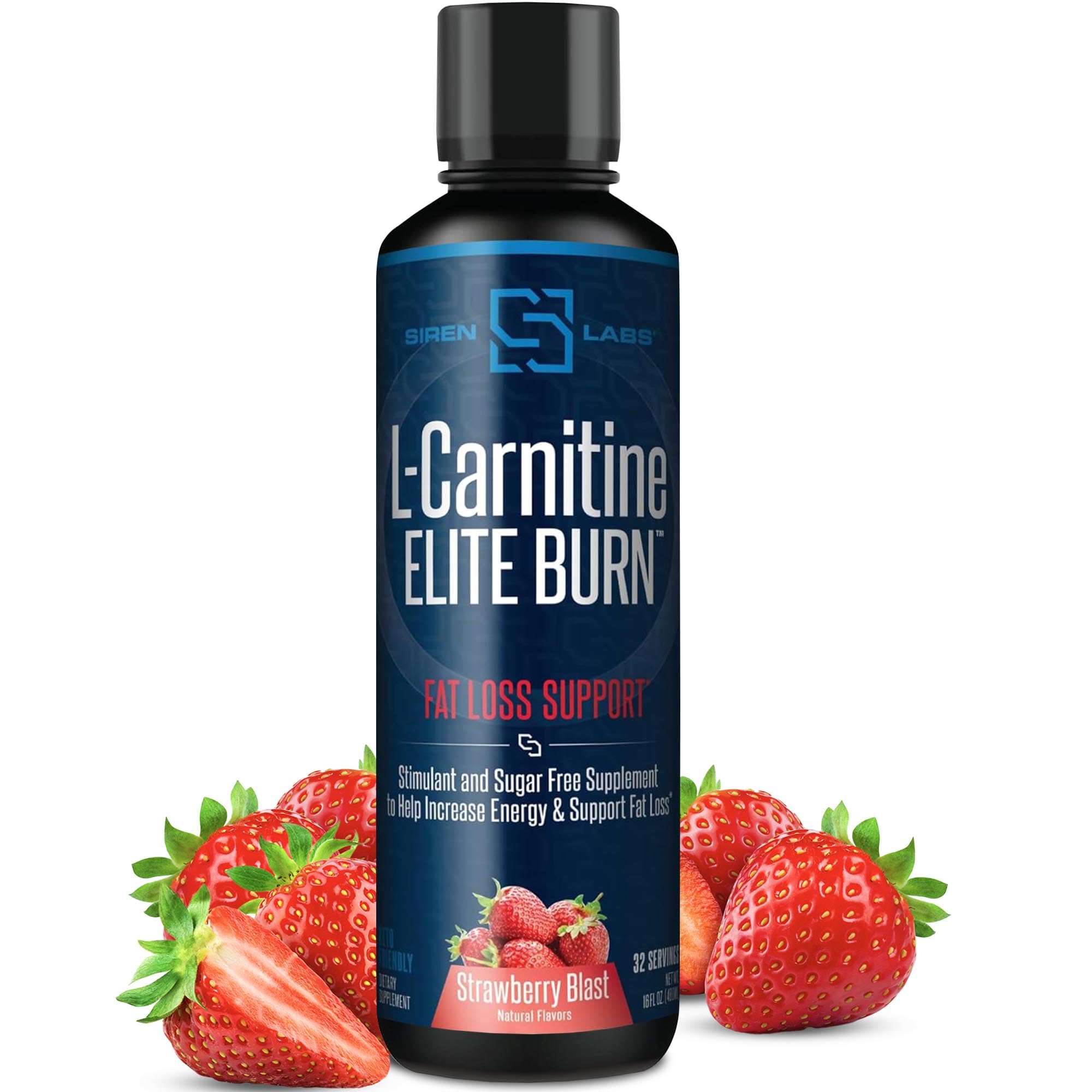 Siren Labs L-Carnitine Elite Burn Liquid Keto Fat Burner - Fat Loss Support and Metabolism Activator - Stimulant Free -