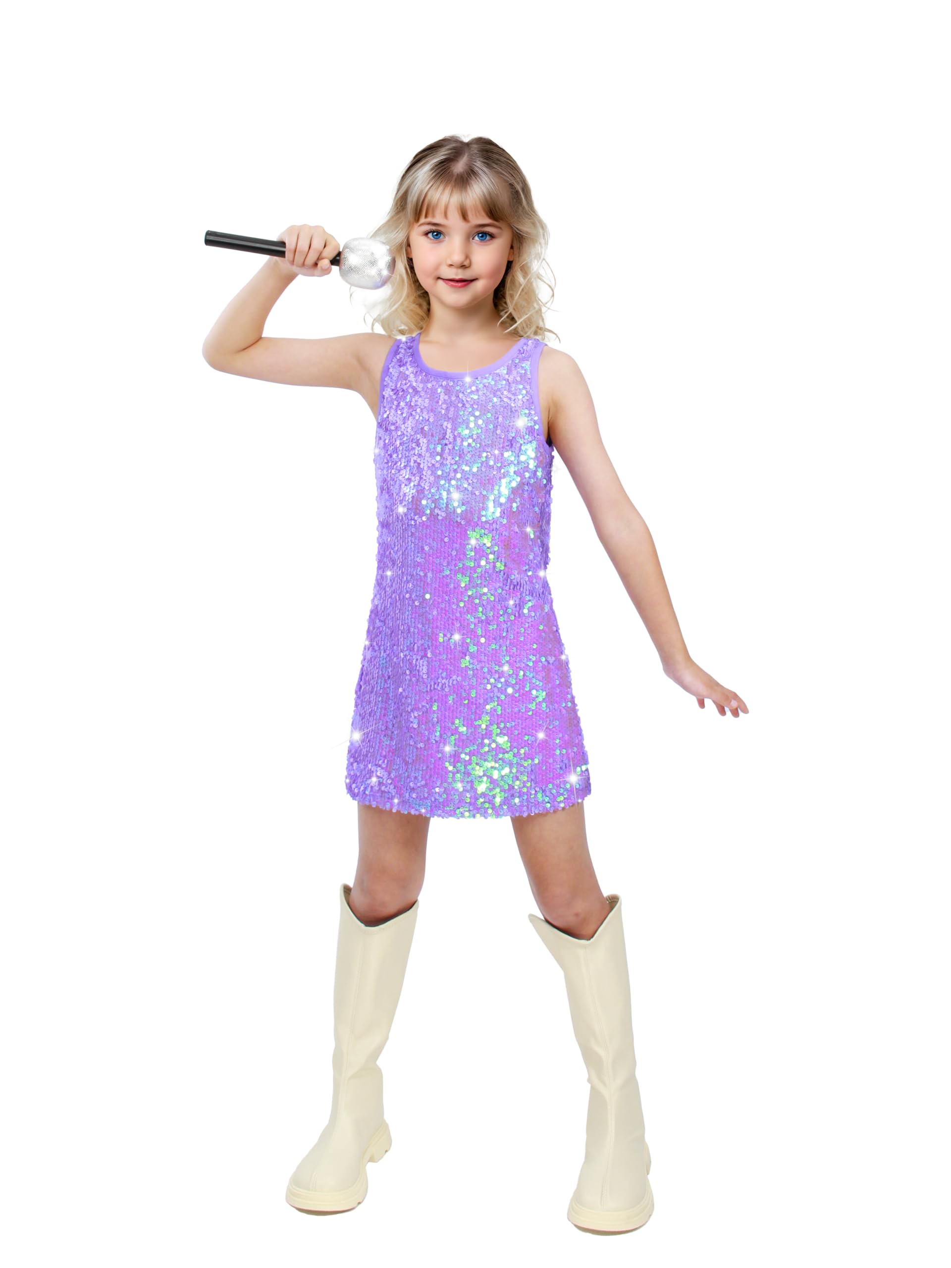 Glinda Sequin Dress Sparkly Sleeveless Costume for Prom Night Concert Party
| Sparkly Sequin Sleeveless Prom Dress with